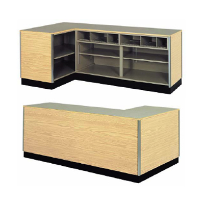 L-Shaped complete retail counters for store counter area, perfect for a retail environment. Wide Variety and Excellent Quality from Creative Store Solutions.