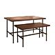 Pipeline Nesting Table 2 Piece Set Anthracite Grey Frame w/Dark Brown Woodgrain Top