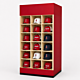 Retail ball cap wall display cabinet with adjustable shelves for baseball hats