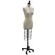Female Dressmaker Form With Black Base.  This pinnable form is a size 6 with Base and Neck Cap included.  