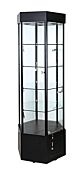 Value Line Hexagon Tower Showcases ship fully assembled and feature LED top and side lights, 4-adjustable glass shelves and comes standard with locks and keys.  