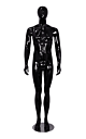Mike Headless Male Mannequin – Gloss Black (Egg Head, Straight Leg Pose)
