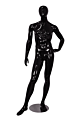 Mike Black Egghead Male Mannequin – Hand on Hip, Right Knee Bent (Gloss Black)