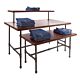 Pipeline Nesting Table Set, Anthracite grey frame with a dark wood-grained top