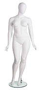 Plus size female oval head mannequin In matte white finish. 