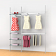 Palo Retail Clothing Display Unit for 2 Shelves with 2 Rectangular 24″ Hanging Rails, 1 Faceout, 1 Section