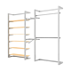 Double Alta Wall Unit with Shelving & Hanging Retail Display Kit 2.  Includes: 2- Alta Wall Units, 2- 48” long rectangular tubing hangrails, 6- 48” wide wood shelves, 1- 12” Saddle Mount Faceouts and 1- 7-Ball Waterfall as well as all the hardware needed 