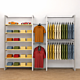 Double Alta Wall Unit with Shelving & Hanging Retail Display Kit 2.  Includes: 2- Alta Wall Units, 2- 48” long rectangular tubing hangrails, 6- 48” wide wood shelves, 1- 12” Saddle Mount Faceouts and 1- 7-Ball Waterfall as well as all the hardware needed 