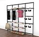 Vertik Wall Mounted Retail Clothing Display Unit for 8 Shelves with 9 Faceouts and Hangrail | Chic Black 4-Sections.  Setting Dimensions: 101