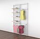 Vertik Wall Mounted Retail Clothing Display Unit for 4 Shelves w/2 Faceouts, 1 Hanging Rail | Pure White 2-Sections.  Setting Dimensions: 51