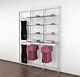 Vertik Wall Mounted Retail Clothing Display Unit for 8 Shelves w/2 Faceouts, 2 Hanging Rails | Pure White, 3-Sections.  Setting Dimensions: 76