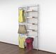 Vertik Wall Mounted Retail Clothing Display Unit for 4 Shelves w/3 Faceouts, 1 Hanging Rail | Pure White 2-Sections. Setting Dimensions: 51