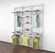 Vertik Wall Mounted Retail Clothing Display Unit for 8 Shelves w/3 Faceouts, 2 Hanging Rails | Pure White 3-Sections.  Setting Dimensions: 76