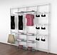 Vertik Wall Mounted Retail Clothing Display Unit for 8 Shelves with 9 Faceouts and Hangrail | Pure White 4-Sections. Setting Dimensions: 101